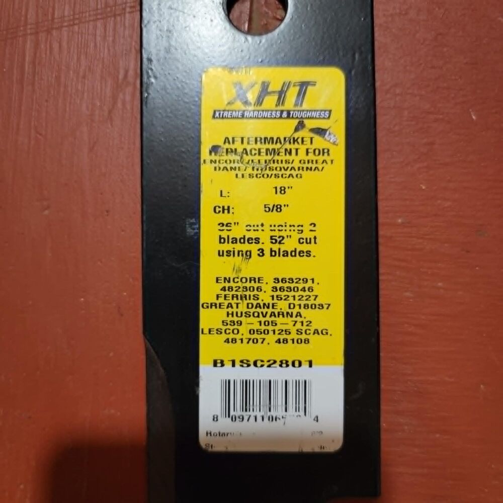 18" XHT B1SC2801 Mower Blades for 52" Deck Replaces B1SB3374 B1SB6178 1 blade - Picture 2 of 4